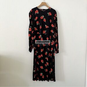 Black/Red/Green Nobody’s Child ASOS Floral Midi Dress